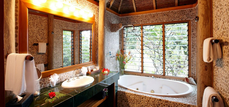 Ocean Deluxe Bure Private Spa Tub at Authentic Fiji Luxury Resort