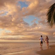 Couple walking on the beach