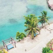 Aerial over walkway in Fiji