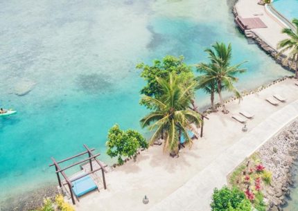 Aerial over walkway in Fiji